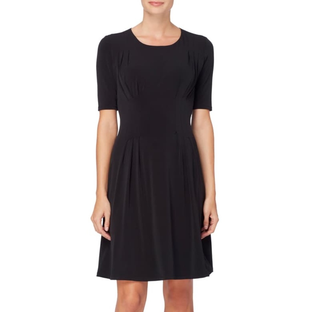 Black Pleat Jersey Fit & Flare Dress L